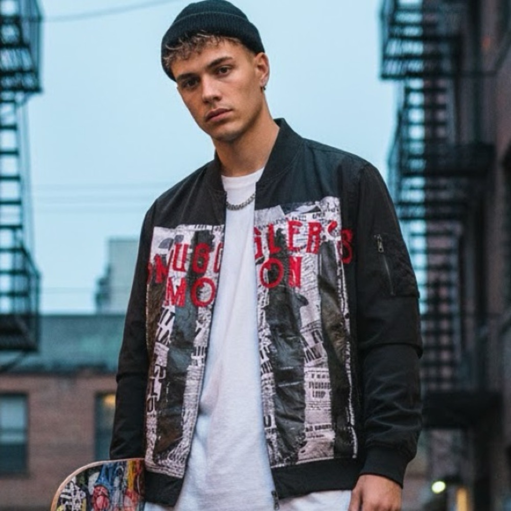 Smuggler’s Moon 1920 Bomber Jacket Y2K Streetwear Size L
